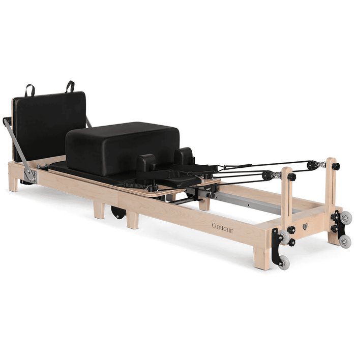 Lifespan Contour Folding Wooden Pilates Reformer Machine Set, Black