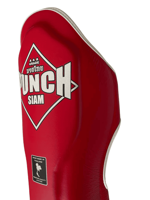 PUNCH Siam Shin Pads - Leather - Red, Large