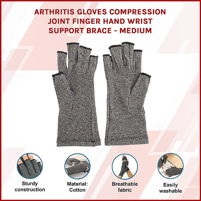 Arthritis Gloves Compression Joint Finger Hand Wrist Support Brace - Medium