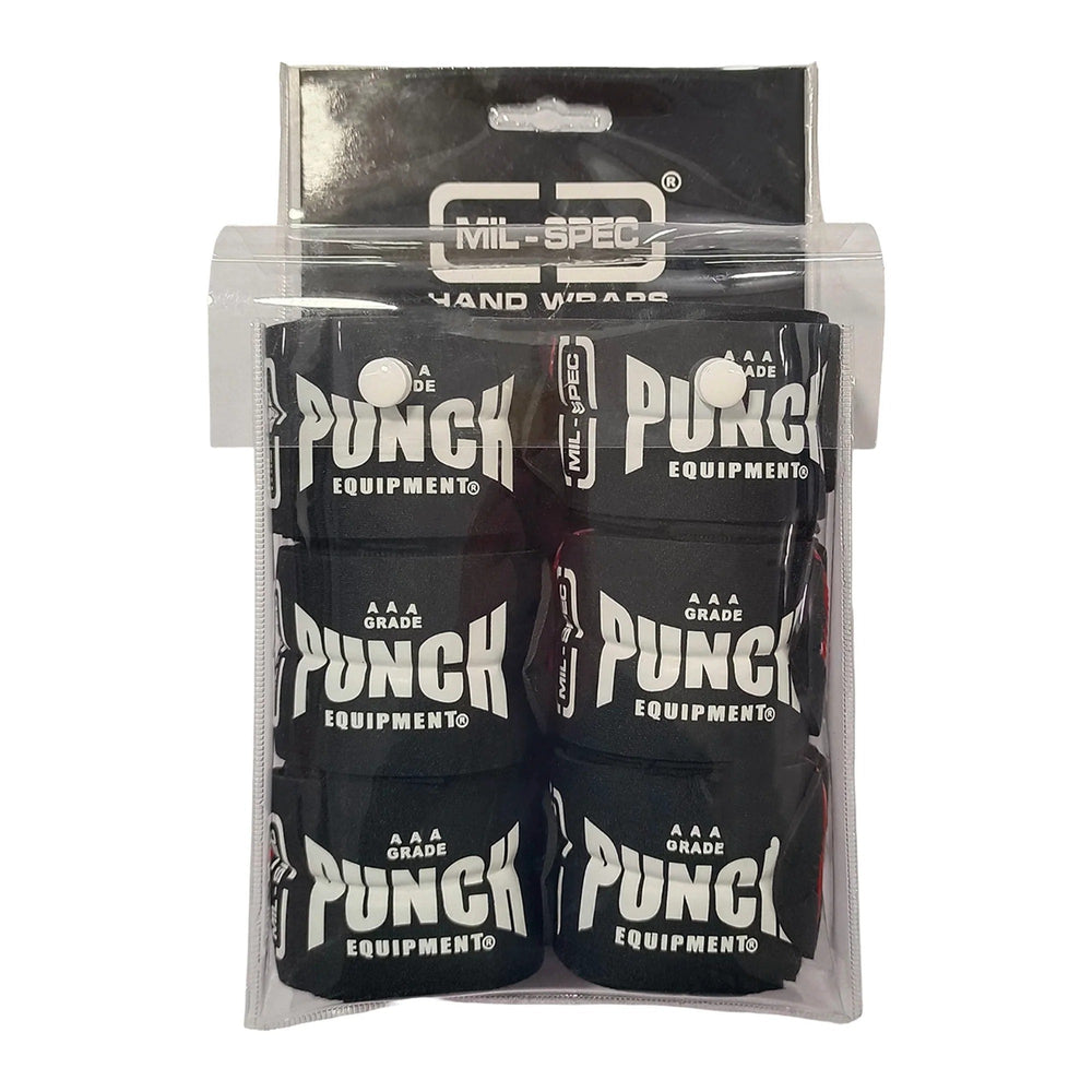 PUNCH Hand Wraps - Mil Spec - 4.5m - 3 SET - BLACK