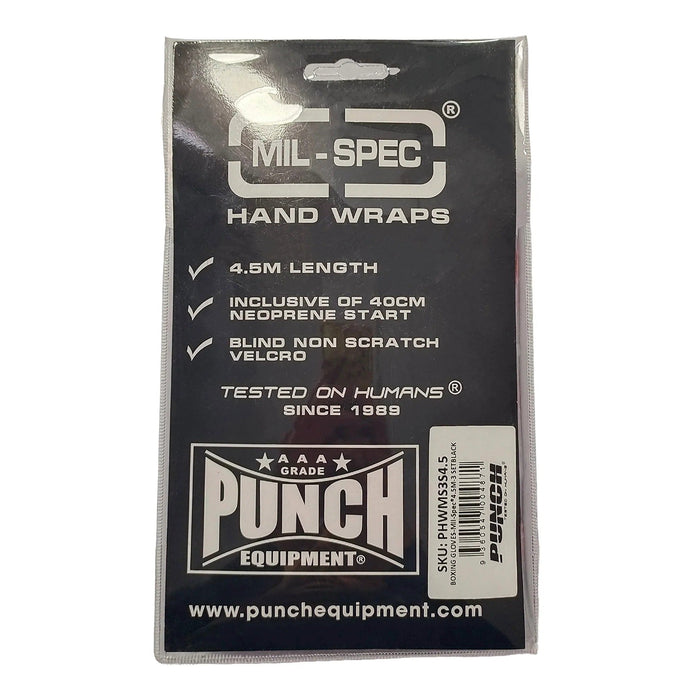 PUNCH Hand Wraps - Mil Spec - 4.5m - 3 SET - BLACK