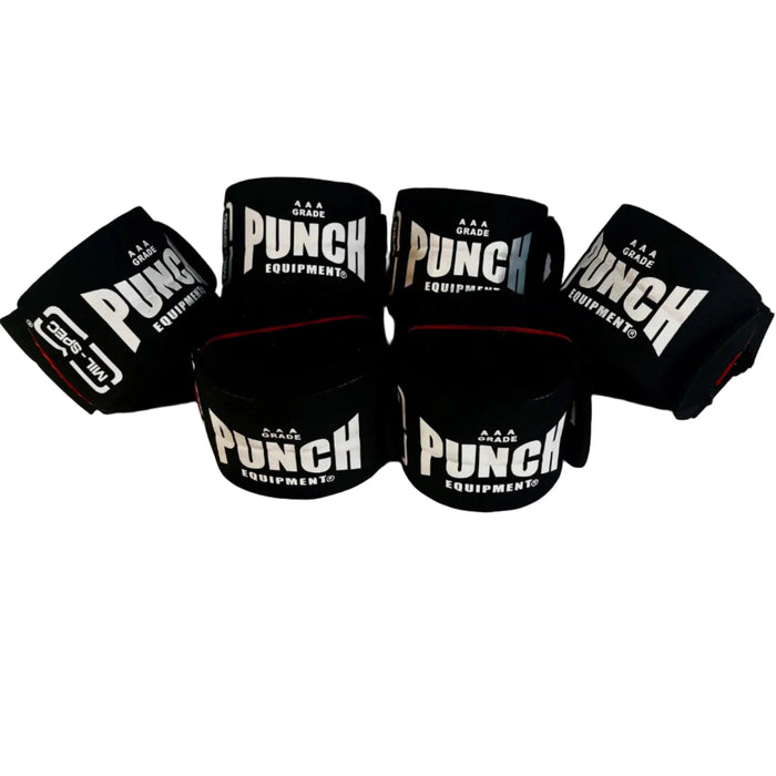 PUNCH Hand Wraps - Mil Spec - 4.5m - 3 SET - BLACK