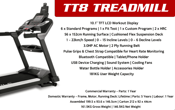 Sole TT8 Treadmill , AC Motor
