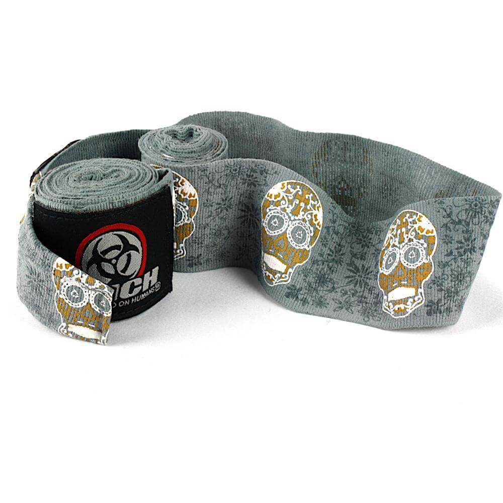 PUNCH Women's Boxing Hand Wraps – Stretch – Skull Art – 4.5M