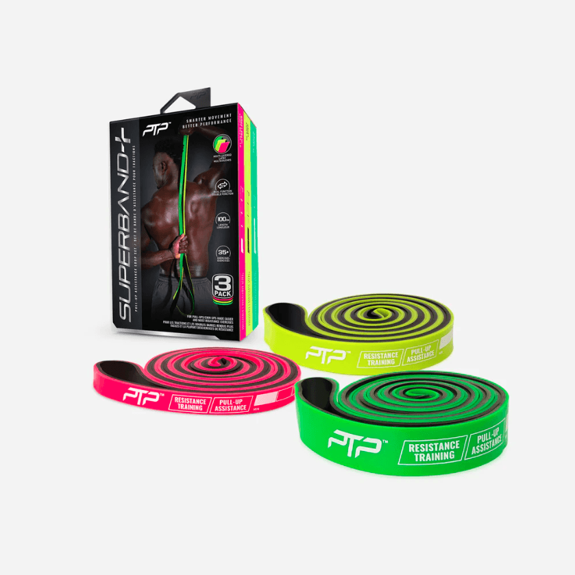 PTP Superband Dual Colour Combo+ 3pack, Ultra Light, Light, and Medium Resistance