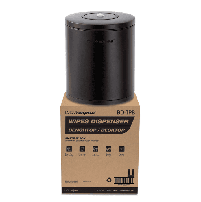 Wow Wipes Benchtop or Desktop Dispenser, Matte Black