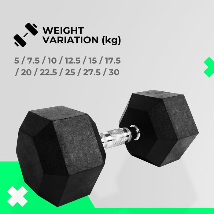 Verpeak Rubber Hex Dumbbells 12.5kg -