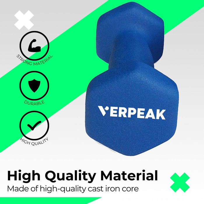 Verpeak 12kg (1,2,3kg x 2) Neoprene Dumbbell Set