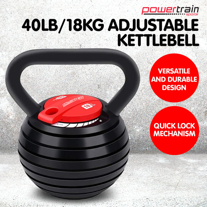 PTS Adjustable Kettle Bell Weights Dumbbell 18kg - Free Shipping