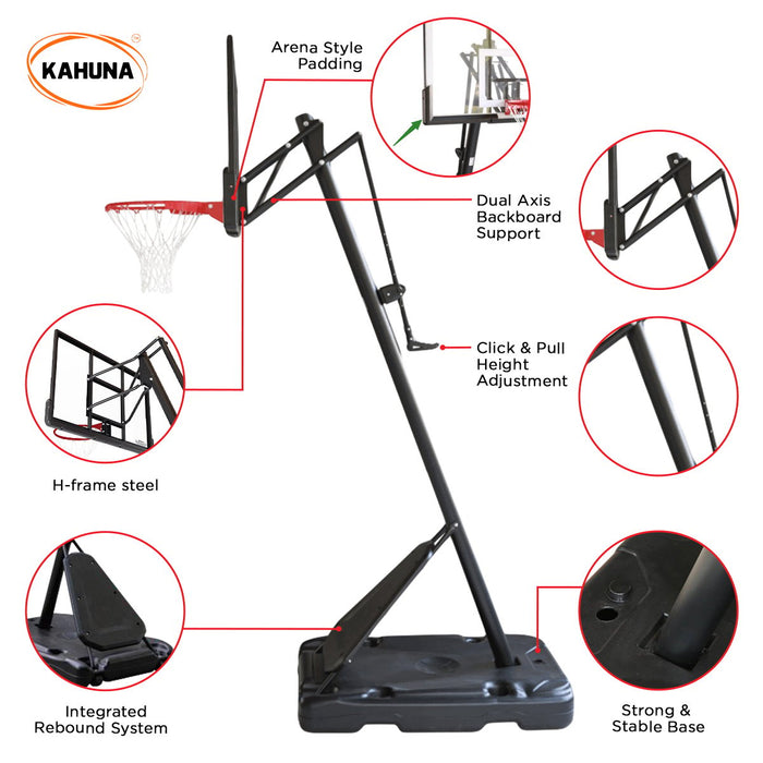 Kahuna Portable Basketball Hoop System 2.3 to 3.05m for Kids & Adults - Free Shipping