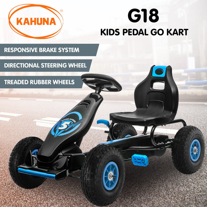 Kahuna G18 Kids Ride On Pedal Go Kart - Blue - Free Shipping