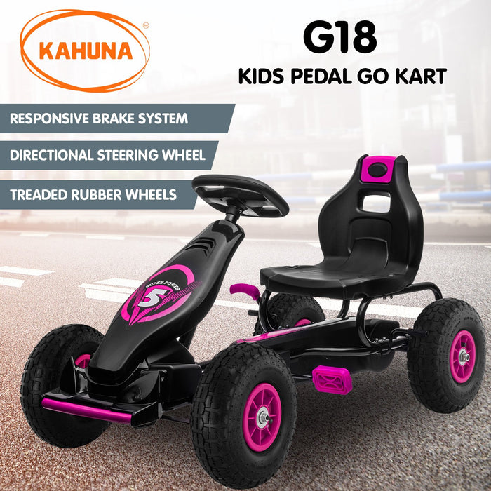 Kahuna G18 Kids Ride On Pedal Go Kart - Rose Pink - Free Shipping