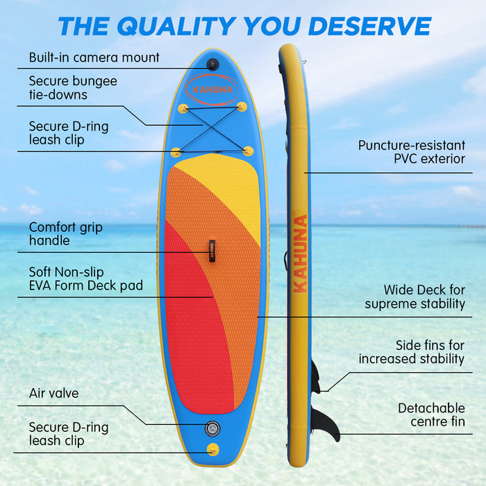 Kahuna Hana Inflatable Stand Up Paddle Board 10FT w/ iSUP Accessories - Free Shipping