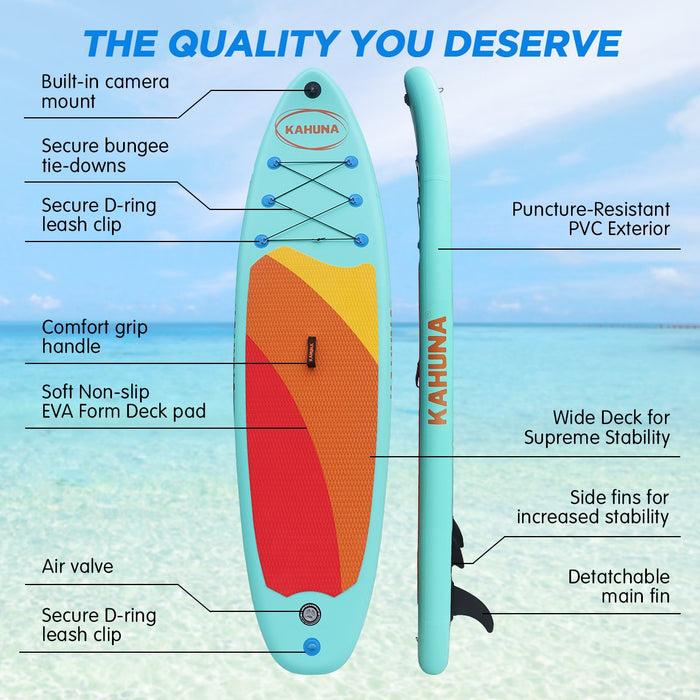 Kahuna Hana Inflatable Stand Up Paddle Board 10ft6in iSUP Accessories - Free Shipping