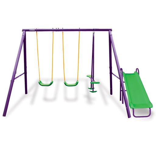 Kahuna Kids 4-Seater Swing Set with Slide Purple Green - Free Shipping