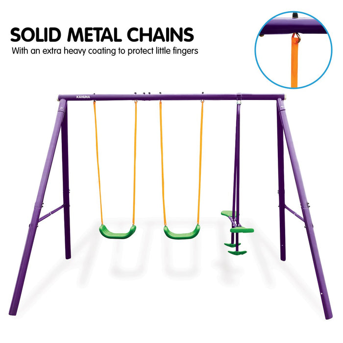 Kahuna Kids 4-Seater Swing Set Purple Green -  Free Shipping