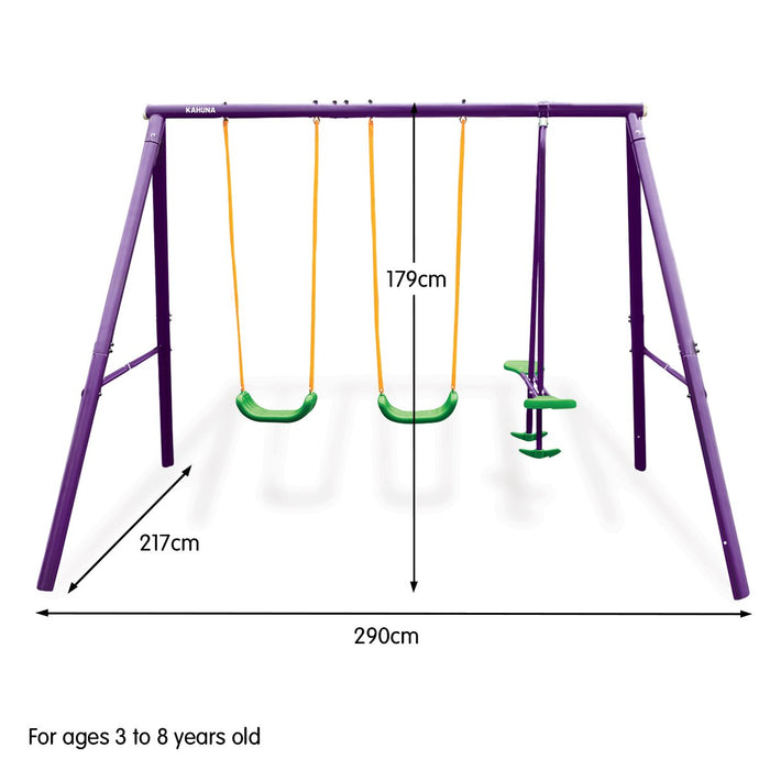 Kahuna Kids 4-Seater Swing Set Purple Green -  Free Shipping